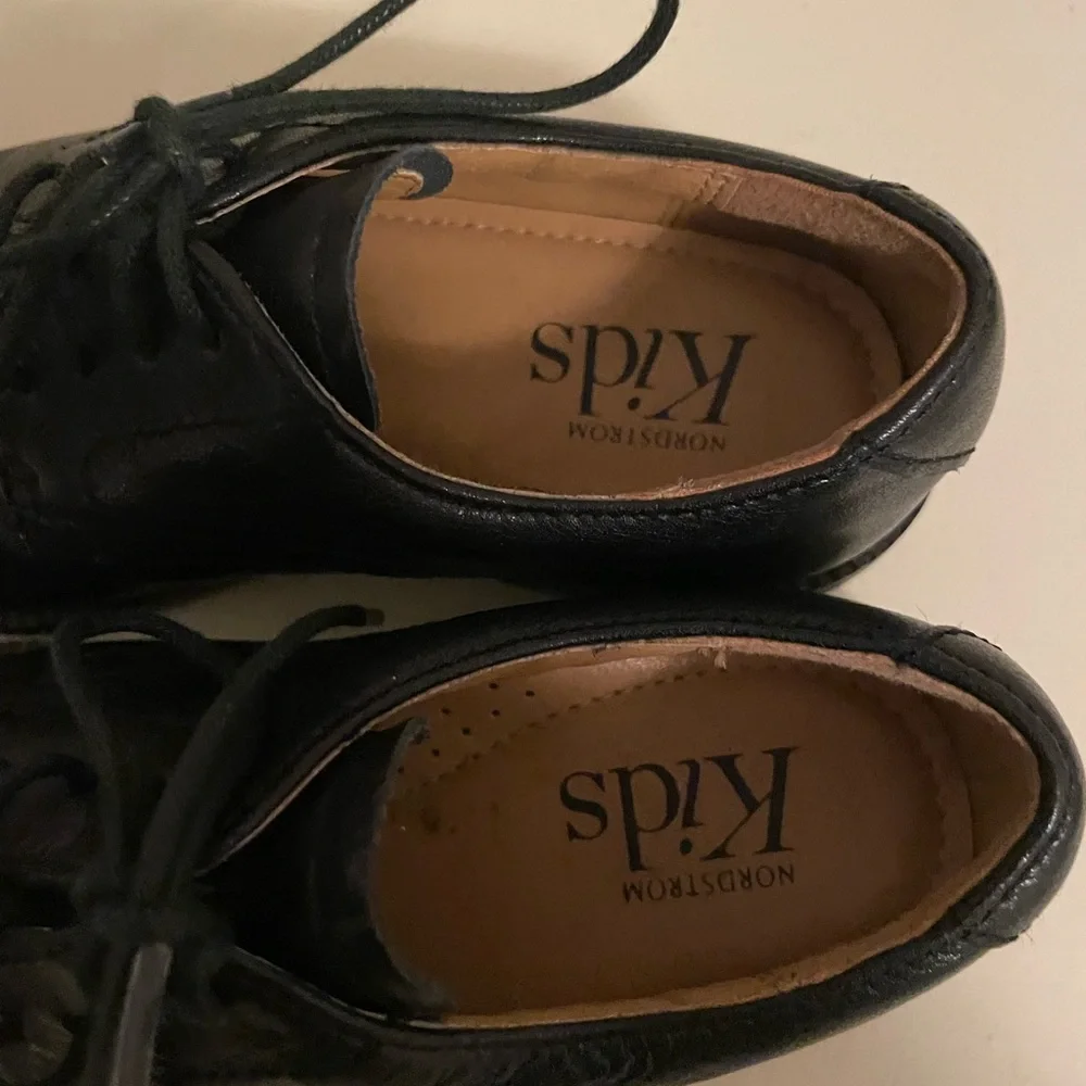Nordstrom Kids Black Leather Lace Up Dress Shoes Great Condition Little Boy 10